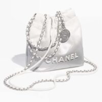 Chanel Women CC 22 Mini Handbag Metallic Shaded Calfskin White Leather