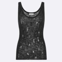Dior Women CD Tank Top Black Technical Linen Knit
