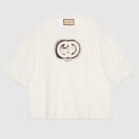 Gucci GG Men Cotton Jersey T-Shirt Crewneck Dropped Shoulder Short Sleeves