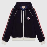 Gucci Men GG Wool Jersey Jacket Web Interlocking G Front Pockets
