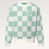 Louis Vuitton LV Men Damier Cotton Sweatshirt Classic Fit Green 1AFJHG