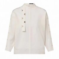 Louis Vuitton Women LV Monogram Lavaliere Button Sleeve Blouse White