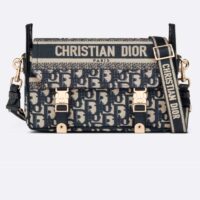 Dior Women Small Diorcamp Bag Blue Dior Oblique Embroidery