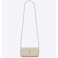 Saint Laurent YSL Women White Gaby Chain Phone Holder Quilted Lambskin Metal