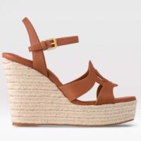 Louis Vuitton LV Women LV Isola Wedge Sandal Cognac Brown Calf Leather Rope Rubber 1ACI7Y