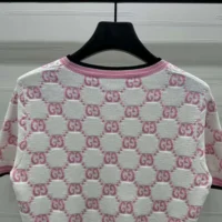 Gucci Women Cotton Crewneck Top with GG Intarsia 788766XKD1R9487