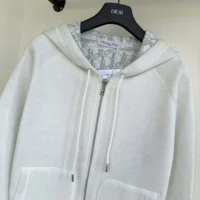 Dior Women Hooded Track Jacket White Cotton Knit and Cashmere