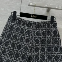 Dior Women Macrocannage Shorts Black and White Cotton Blend Tweed