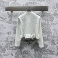 Dior Women Peplum Jacket Ecru Virgin Wool and Cotton Bouclé Blend
