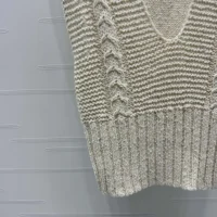 Dior Women Sweater Vest Ecru Cotton and Wool Blend Knit