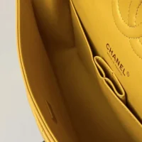Chanel Women Classic 11.12 Handbag in Lambskin Leather-Yellow