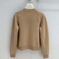 Dior Women Sweater Pale Pink Cashmere and Silk Knit with Black Miss Dior Graffiti Motif