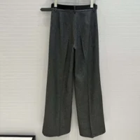 Dior Women Wide-Leg Pants Gray End-on-End Virgin Wool
