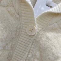 Dior Women Cannage Cardigan Ecru Blended Wool and Cashmere Textured Knit