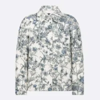 Caro Jacket White Cotton Denim with Blue Dior Chardons Motif