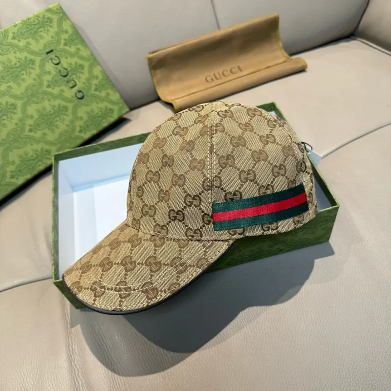 Gucci Unisex Original GG Canvas Baseball Hat with Web-Beige 200035KQWBG9791