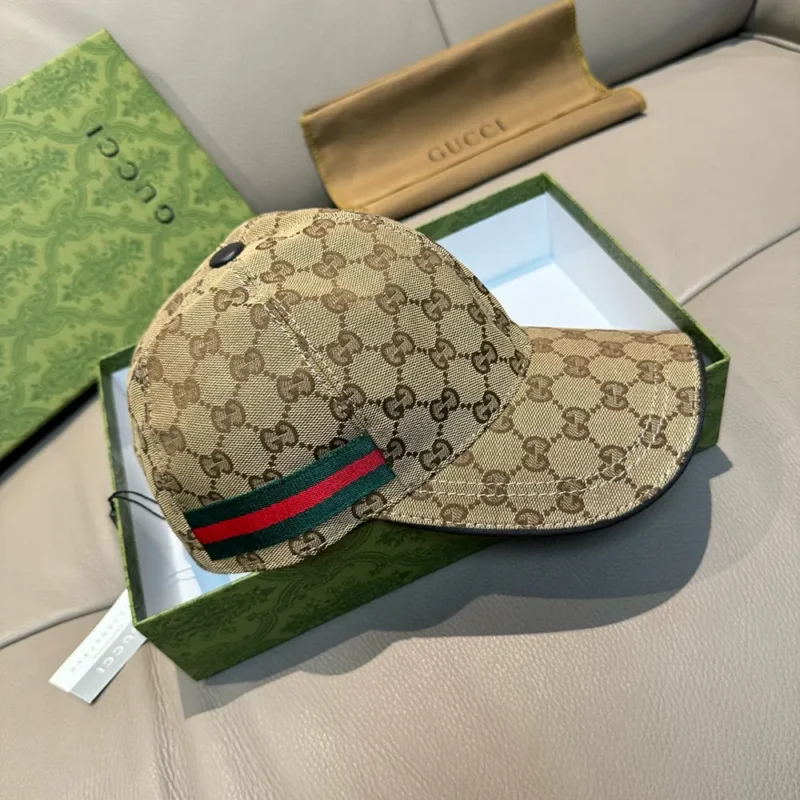Gucci Unisex Original GG Canvas Baseball Hat with Web-Beige 200035KQWBG9791