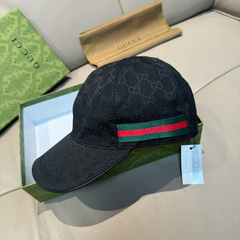 Gucci Unisex Original GG Canvas Baseball Hat with Web-Black 200035KQWBG1060