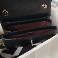 Chanel Women Flap Bag with Top Handle Lambskin-Black