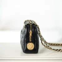Chanel Women Mini Camera Case Shiny Lambskin Gold Tone Metal