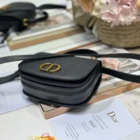 Dior Women Medium 30 Montaigne Avenue Top Handle Bag Black Ribbed Calfskin