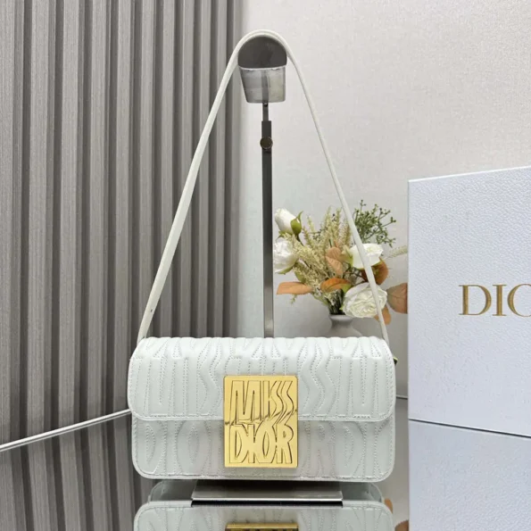 Dior Women Miss Dior Flap Bag Latte Quilted Miss Dior Allover Calfskin