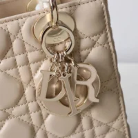 Dior Women Small Lady Dior Bag Two-Tone Trench Beige and Latte Cannage Lambskin