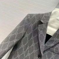 Gucci Women Broken Suits for GG Flannel Jacket-Grey
