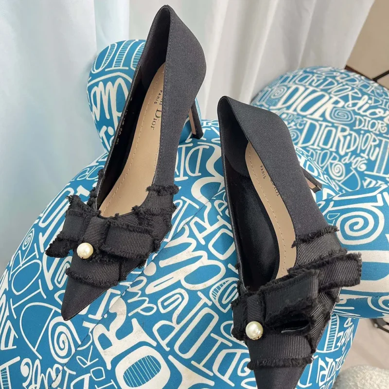 Dior Women Adiorable Pump Black Fringed Grosgrain