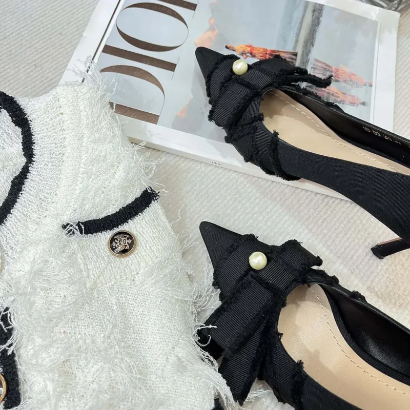 Dior Women Adiorable Pump Black Fringed GrosgrainDior Women Adiorable Pump Black Fringed Grosgrain
