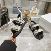 Dior Women Dioract Sandal Beige and Black Cannage Tweed