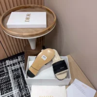Dior Women Dway Slide Black Calfskin and Embroidered Cotton