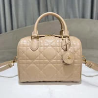 Dior Women Groove 25 Bag Biscuit Macrocannage Calfskin M1365UBOL