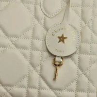 Dior Women Groove 25 Bag Dusty Ivory Macrocannage Calfskin M1365UBOL