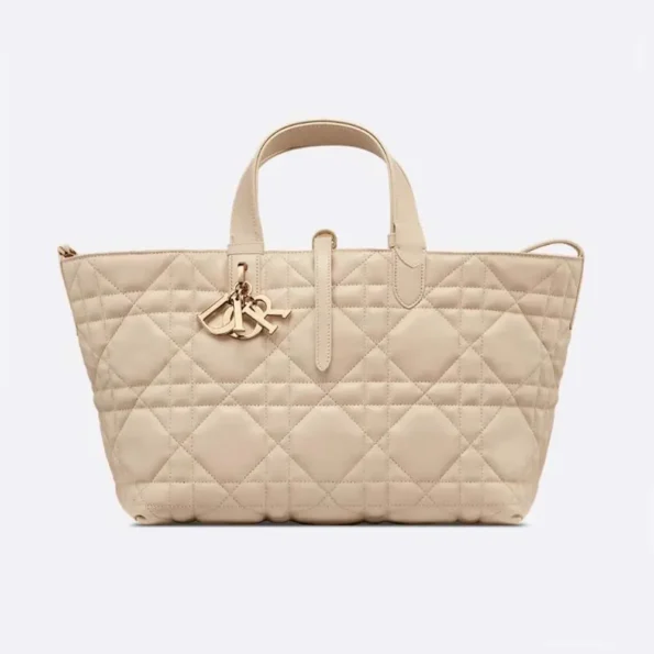 Dior Women Medium Dior Toujours Bag Powder Beige Macrocannage Calfskin