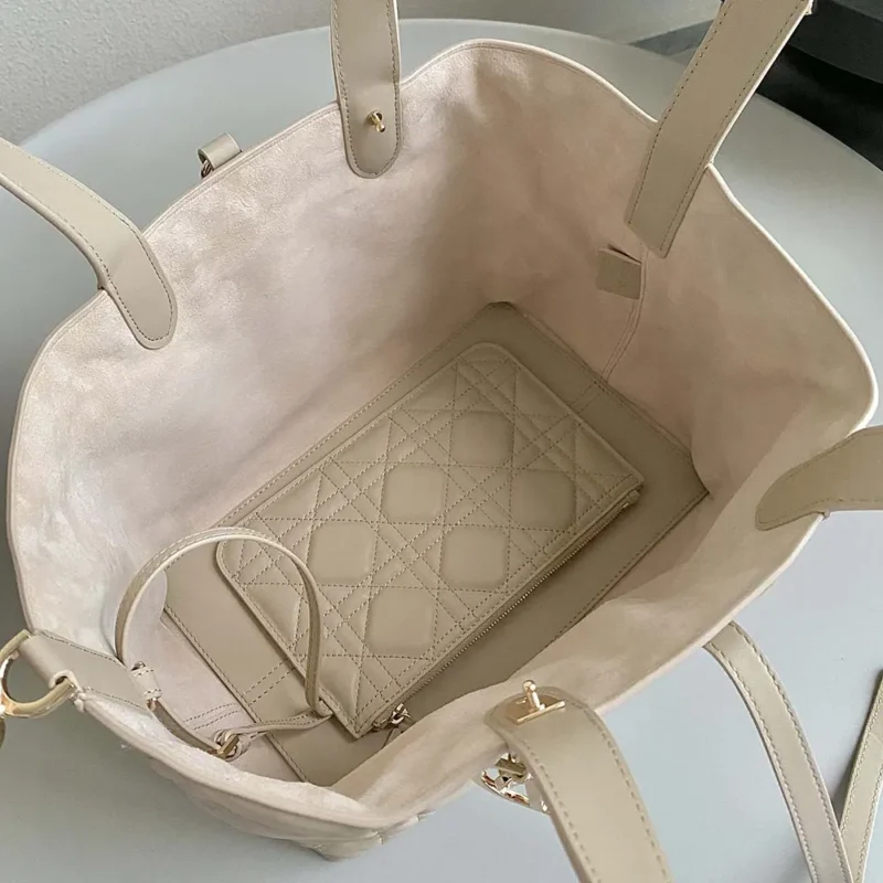 Dior Women Medium Dior Toujours Bag Powder Beige Macrocannage Calfskin
