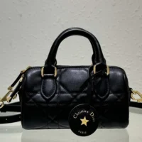Dior Women Nano Dior Groove 17 Bag Black Macrocannage Calfskin