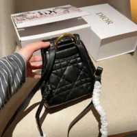 Dior Women Small Dior Caro Backpack Black Macrocannage Lambskin