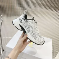Dior Women Vibe Sneaker White Mesh Printed with Dior Oblique Motif