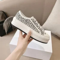 Dior Women Walk’n’Dior Platform Sneaker Embroidered Cotton-White