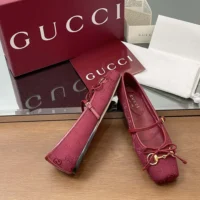 Gucci Women Horsebit Ballet Flat-Red ‎821220FAD8F8546