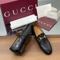 Gucci Women Jordaan Loafer Black GG Leather 786016AAD6S1000