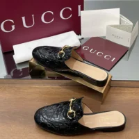Gucci Women Princetown Slipper Black GG leather ‎813864AAD6S1000