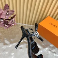 Louis Vuitton LV Women 6AM Sandal in Patent Calf Leather-Black 1AGWZM