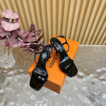 Louis Vuitton LV Women 6AM Sandal in Patent Calf Leather-Black 1AGWZM