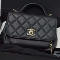 Chanel Women Caviar Quilted Small Business Affinity Flap Black