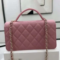 Chanel Women Logo Handbag Single Shoulder Calfskin-Pink