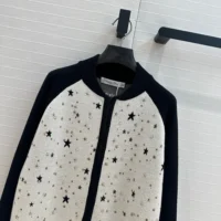 Dior Men Bomber Jacket Black and White Cashmere-Blend Knit with Multicolor Dior Astral Motif