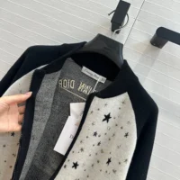 Dior Men Bomber Jacket Black and White Cashmere-Blend Knit with Multicolor Dior Astral Motif