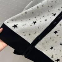 Dior Men Bomber Jacket Black and White Cashmere-Blend Knit with Multicolor Dior Astral Motif